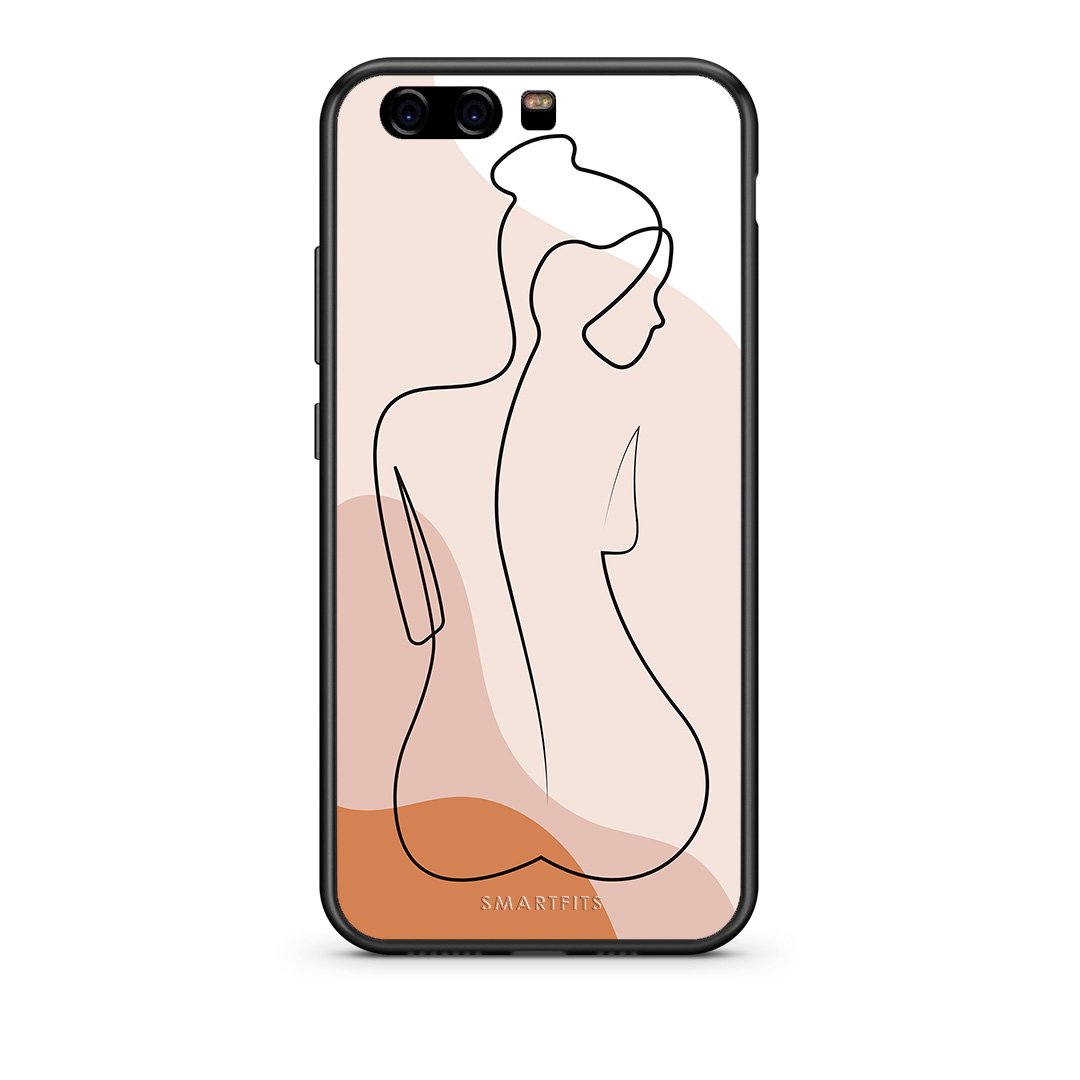 huawei p10 LineArt Woman θήκη από τη Smartfits με σχέδιο στο πίσω μέρος και μαύρο περίβλημα | Smartphone case with colorful back and black bezels by Smartfits