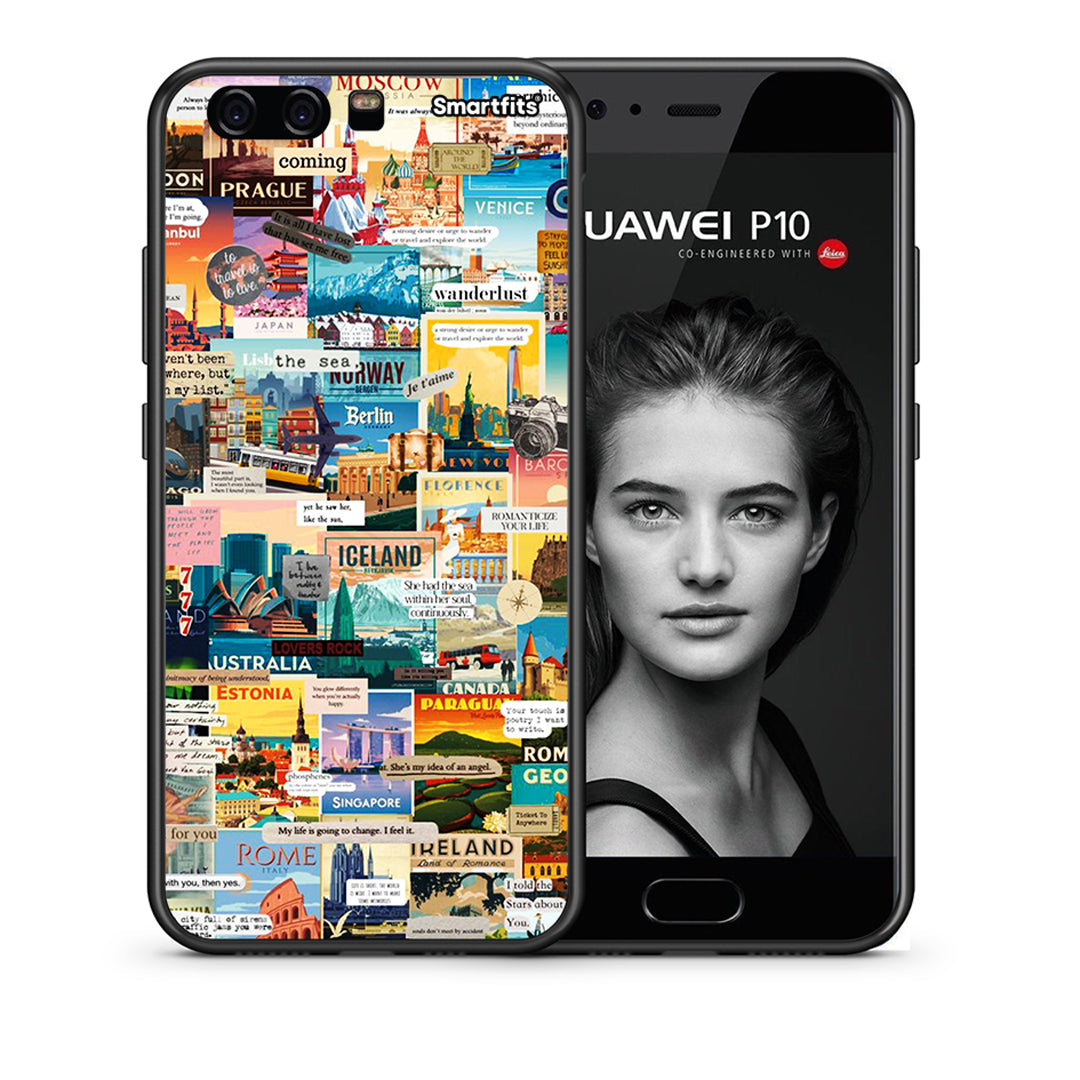 Θήκη Huawei P10 Live To Travel από τη Smartfits με σχέδιο στο πίσω μέρος και μαύρο περίβλημα | Huawei P10 Live To Travel case with colorful back and black bezels