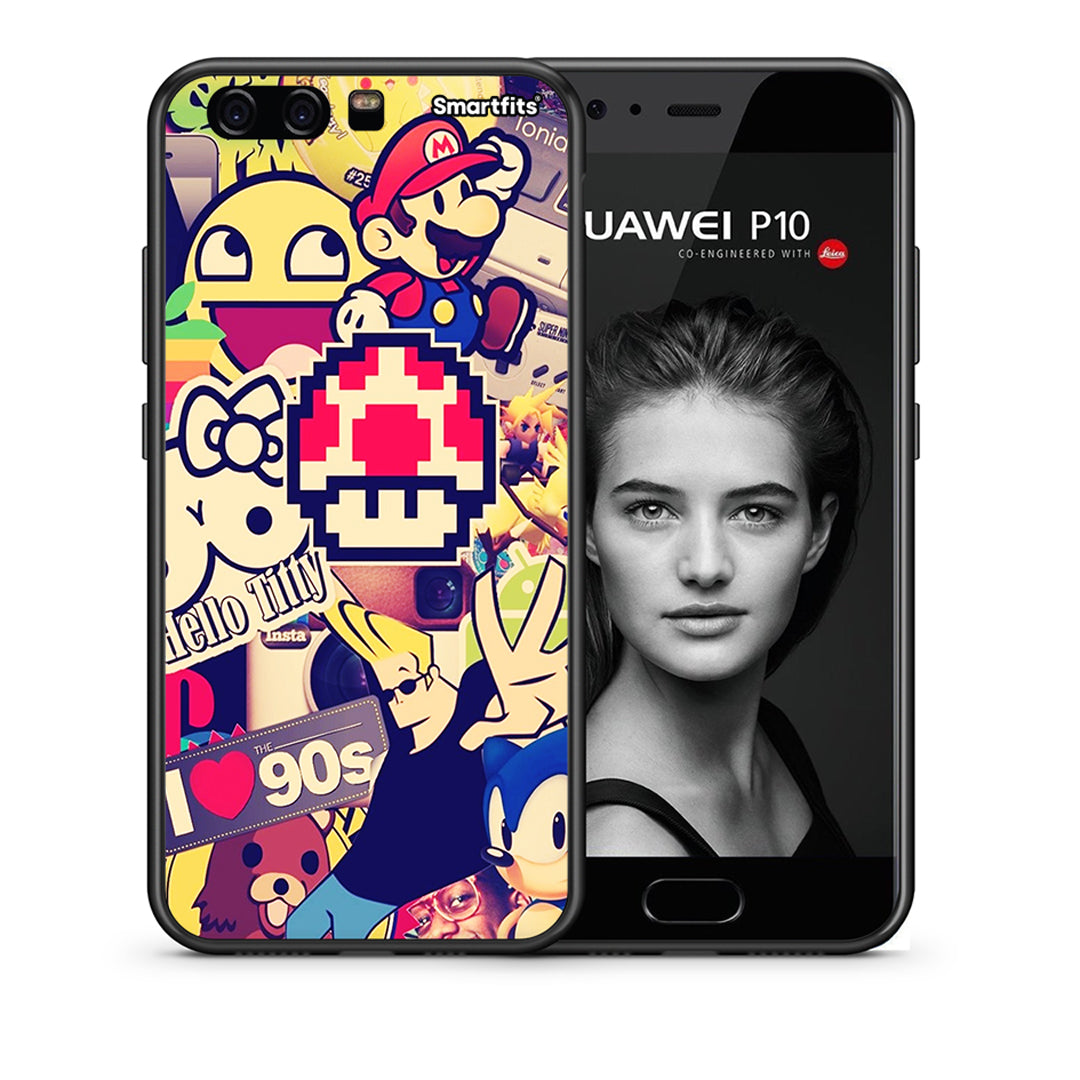 Θήκη Huawei P10 Love The 90s από τη Smartfits με σχέδιο στο πίσω μέρος και μαύρο περίβλημα | Huawei P10 Love The 90s case with colorful back and black bezels