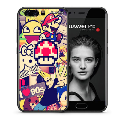 Θήκη Huawei P10 Lite Love The 90s από τη Smartfits με σχέδιο στο πίσω μέρος και μαύρο περίβλημα | Huawei P10 Lite Love The 90s case with colorful back and black bezels