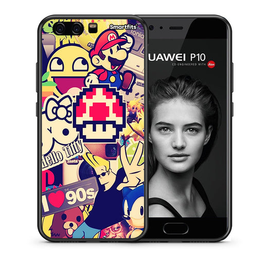 Θήκη Huawei P10 Lite Love The 90s από τη Smartfits με σχέδιο στο πίσω μέρος και μαύρο περίβλημα | Huawei P10 Lite Love The 90s case with colorful back and black bezels