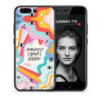 Θήκη Huawei P10 Manifest Your Vision από τη Smartfits με σχέδιο στο πίσω μέρος και μαύρο περίβλημα | Huawei P10 Manifest Your Vision case with colorful back and black bezels