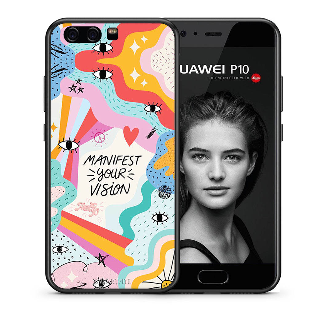 Θήκη Huawei P10 Lite Manifest Your Vision από τη Smartfits με σχέδιο στο πίσω μέρος και μαύρο περίβλημα | Huawei P10 Lite Manifest Your Vision case with colorful back and black bezels