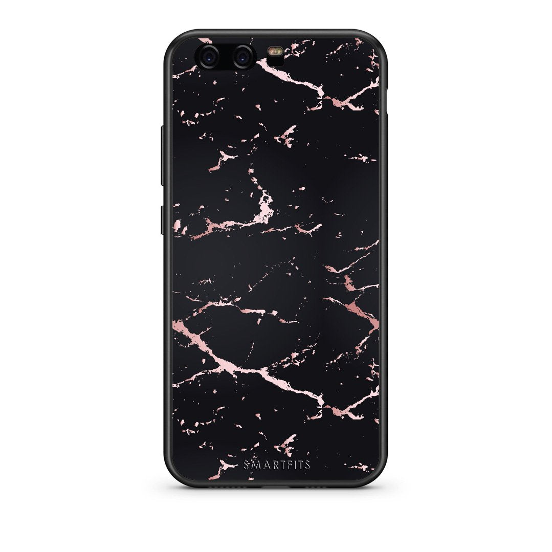 4 - Huawei P10 Lite Black Rosegold Marble case, cover, bumper