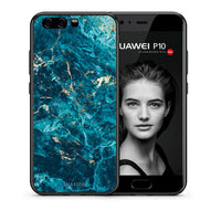 Thumbnail for Θήκη Huawei P10 Lite Marble Blue από τη Smartfits με σχέδιο στο πίσω μέρος και μαύρο περίβλημα | Huawei P10 Lite Marble Blue case with colorful back and black bezels