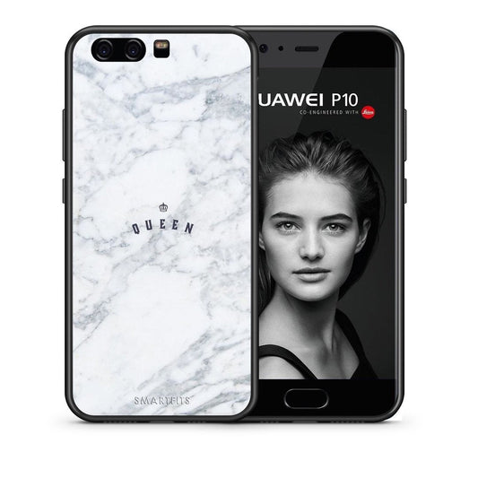 Θήκη Huawei P10 Lite Queen Marble από τη Smartfits με σχέδιο στο πίσω μέρος και μαύρο περίβλημα | Huawei P10 Lite Queen Marble case with colorful back and black bezels