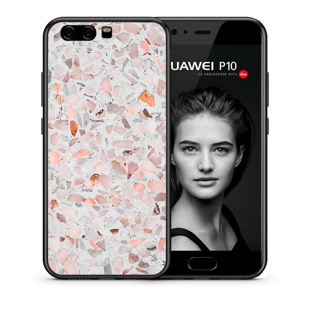 Θήκη Huawei P10 Marble Terrazzo από τη Smartfits με σχέδιο στο πίσω μέρος και μαύρο περίβλημα | Huawei P10 Marble Terrazzo case with colorful back and black bezels