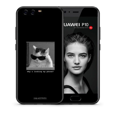 Θήκη Huawei P10 Meme Cat από τη Smartfits με σχέδιο στο πίσω μέρος και μαύρο περίβλημα | Huawei P10 Meme Cat case with colorful back and black bezels