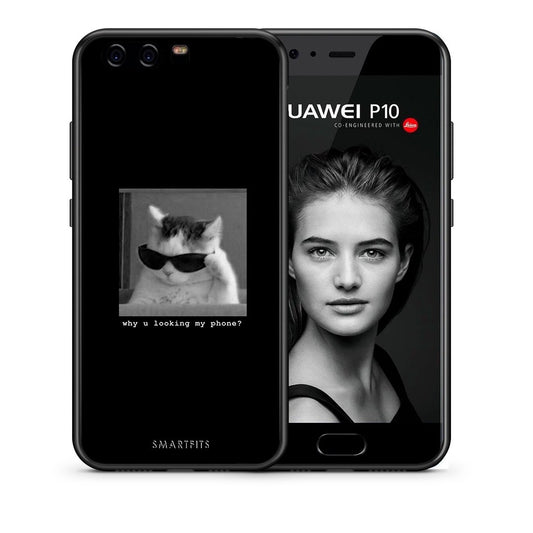 Θήκη Huawei P10 Meme Cat από τη Smartfits με σχέδιο στο πίσω μέρος και μαύρο περίβλημα | Huawei P10 Meme Cat case with colorful back and black bezels