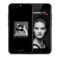 Thumbnail for Θήκη Huawei P10 Lite Meme Cat από τη Smartfits με σχέδιο στο πίσω μέρος και μαύρο περίβλημα | Huawei P10 Lite Meme Cat case with colorful back and black bezels