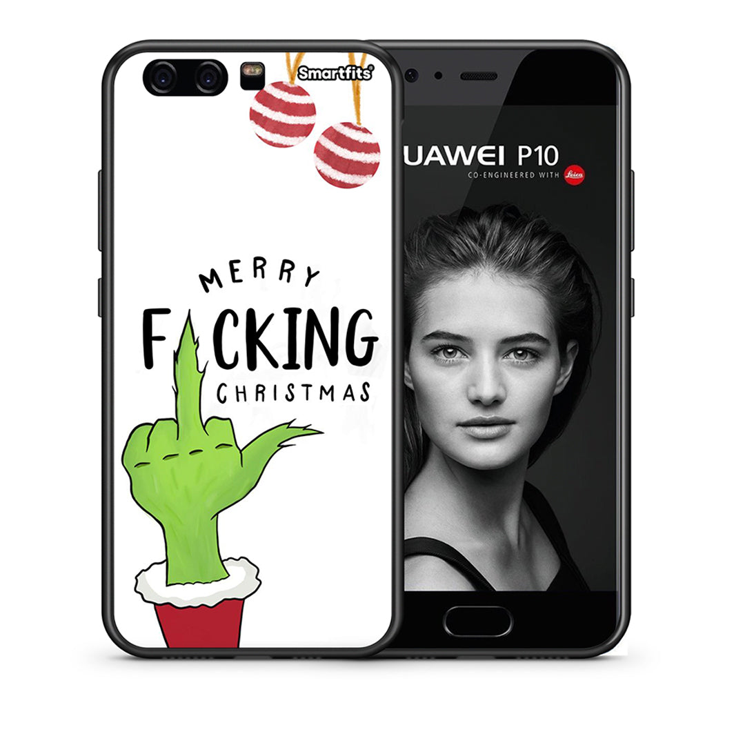 Θήκη Huawei P10 Lite Merry F Xmas από τη Smartfits με σχέδιο στο πίσω μέρος και μαύρο περίβλημα | Huawei P10 Lite Merry F Xmas case with colorful back and black bezels