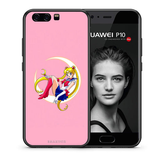 Θήκη Huawei P10 Moon Girl από τη Smartfits με σχέδιο στο πίσω μέρος και μαύρο περίβλημα | Huawei P10 Moon Girl case with colorful back and black bezels