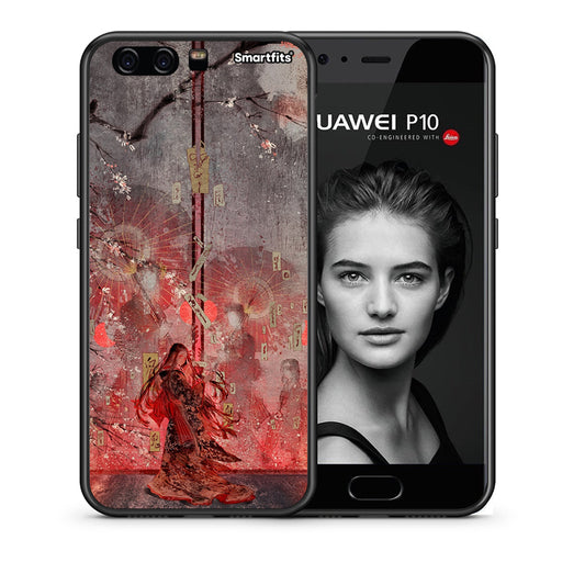 Θήκη Huawei P10 Lite Nezuko Kamado από τη Smartfits με σχέδιο στο πίσω μέρος και μαύρο περίβλημα | Huawei P10 Lite Nezuko Kamado case with colorful back and black bezels