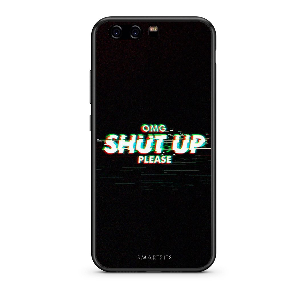 huawei p10 OMG ShutUp θήκη από τη Smartfits με σχέδιο στο πίσω μέρος και μαύρο περίβλημα | Smartphone case with colorful back and black bezels by Smartfits