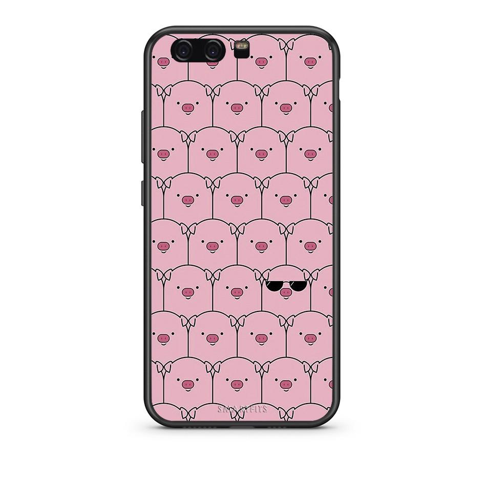 Huawei P10 Lite Pig Glasses θήκη από τη Smartfits με σχέδιο στο πίσω μέρος και μαύρο περίβλημα | Smartphone case with colorful back and black bezels by Smartfits