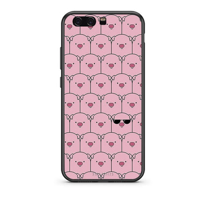 Huawei P10 Lite Pig Glasses θήκη από τη Smartfits με σχέδιο στο πίσω μέρος και μαύρο περίβλημα | Smartphone case with colorful back and black bezels by Smartfits