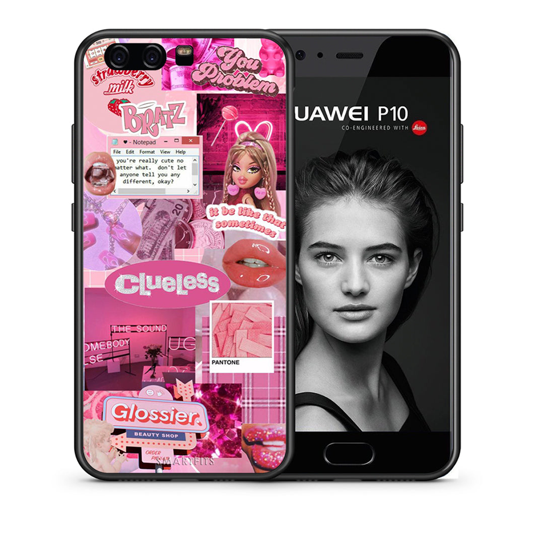 Θήκη Αγίου Βαλεντίνου Huawei P10 Pink Love από τη Smartfits με σχέδιο στο πίσω μέρος και μαύρο περίβλημα | Huawei P10 Pink Love case with colorful back and black bezels