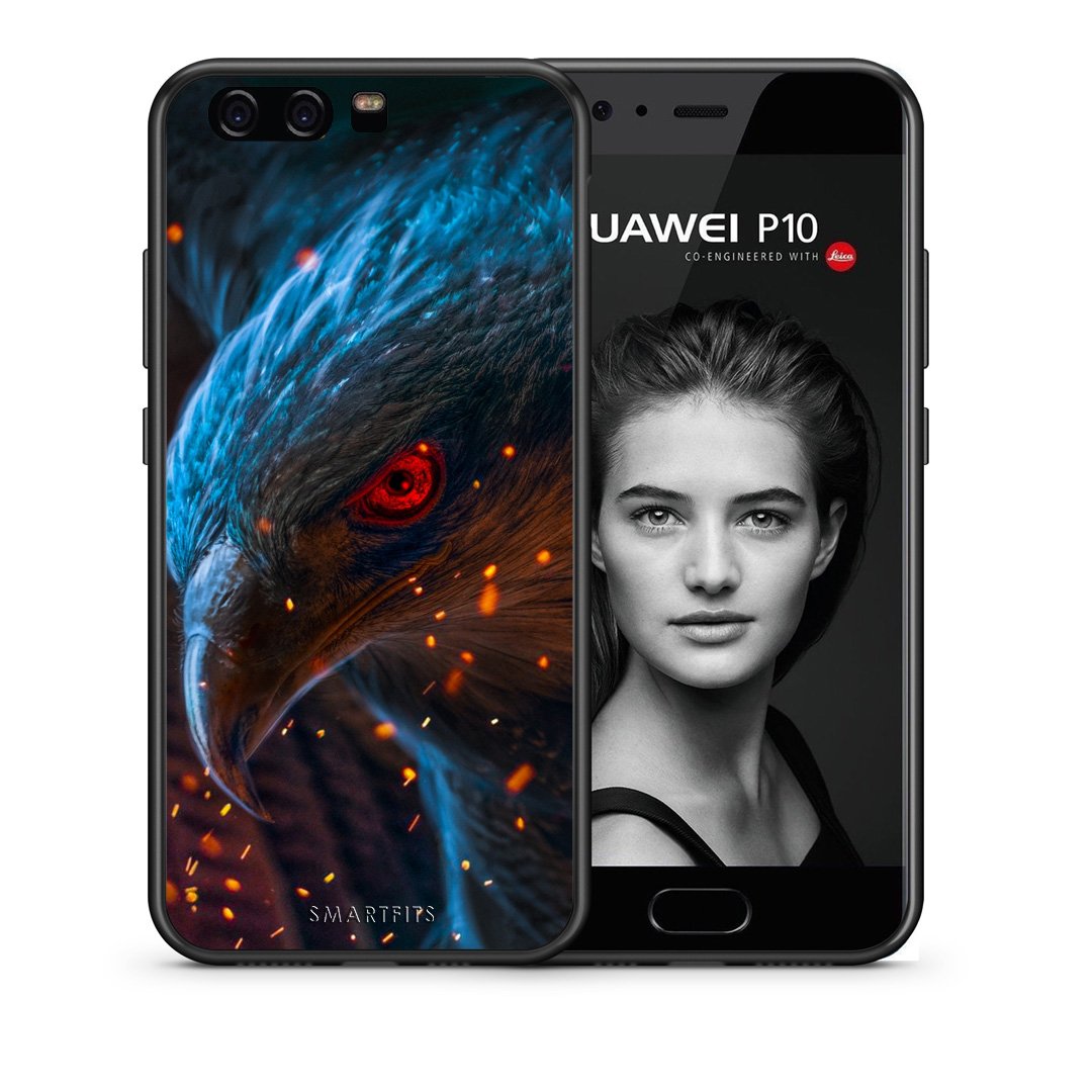 Θήκη Huawei P10 Eagle PopArt από τη Smartfits με σχέδιο στο πίσω μέρος και μαύρο περίβλημα | Huawei P10 Eagle PopArt case with colorful back and black bezels