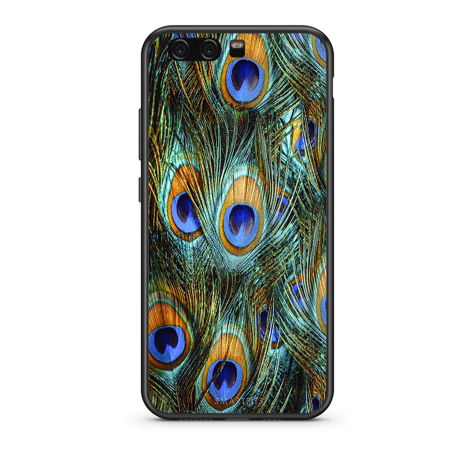 Huawei P10 Lite Real Peacock Feathers θήκη από τη Smartfits με σχέδιο στο πίσω μέρος και μαύρο περίβλημα | Smartphone case with colorful back and black bezels by Smartfits