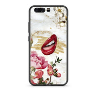 Thumbnail for huawei p10 Red Lips θήκη από τη Smartfits με σχέδιο στο πίσω μέρος και μαύρο περίβλημα | Smartphone case with colorful back and black bezels by Smartfits