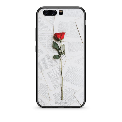 Huawei P10 Lite Red Rose θήκη από τη Smartfits με σχέδιο στο πίσω μέρος και μαύρο περίβλημα | Smartphone case with colorful back and black bezels by Smartfits
