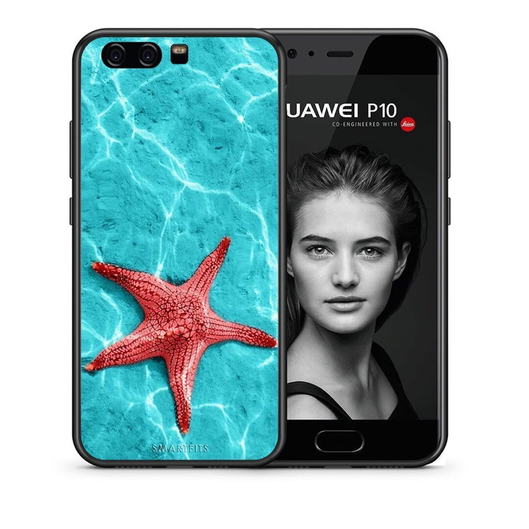 Θήκη Huawei P10 Red Starfish από τη Smartfits με σχέδιο στο πίσω μέρος και μαύρο περίβλημα | Huawei P10 Red Starfish case with colorful back and black bezels