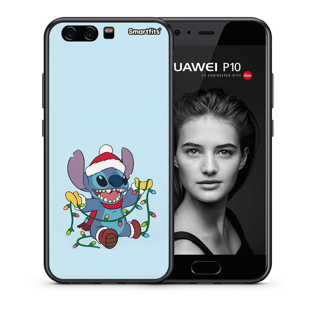 Θήκη Huawei P10 Lite Santa Stich από τη Smartfits με σχέδιο στο πίσω μέρος και μαύρο περίβλημα | Huawei P10 Lite Santa Stich case with colorful back and black bezels