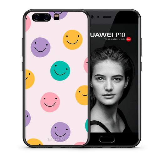 Θήκη Huawei P10 Smiley Faces από τη Smartfits με σχέδιο στο πίσω μέρος και μαύρο περίβλημα | Huawei P10 Smiley Faces case with colorful back and black bezels