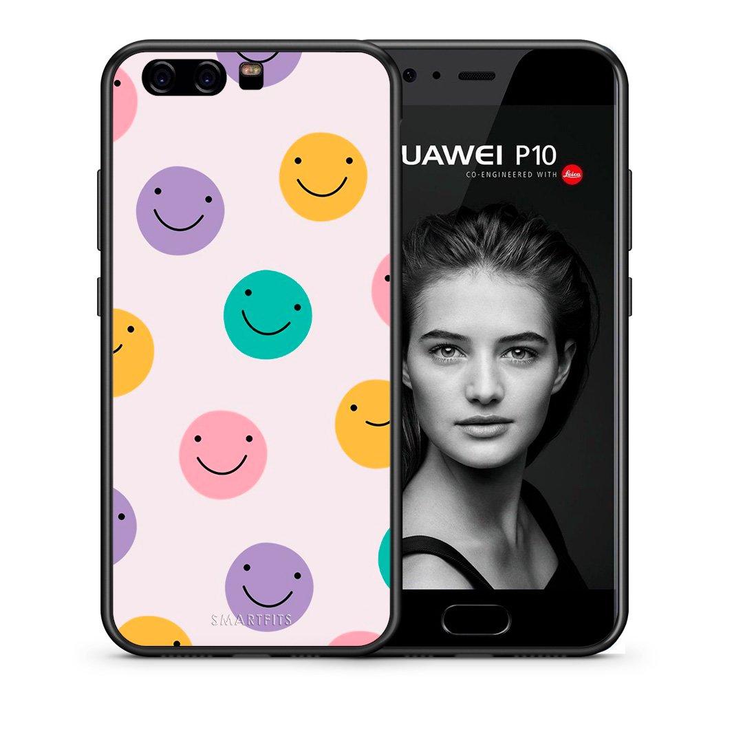 Θήκη Huawei P10 Lite Smiley Faces από τη Smartfits με σχέδιο στο πίσω μέρος και μαύρο περίβλημα | Huawei P10 Lite Smiley Faces case with colorful back and black bezels