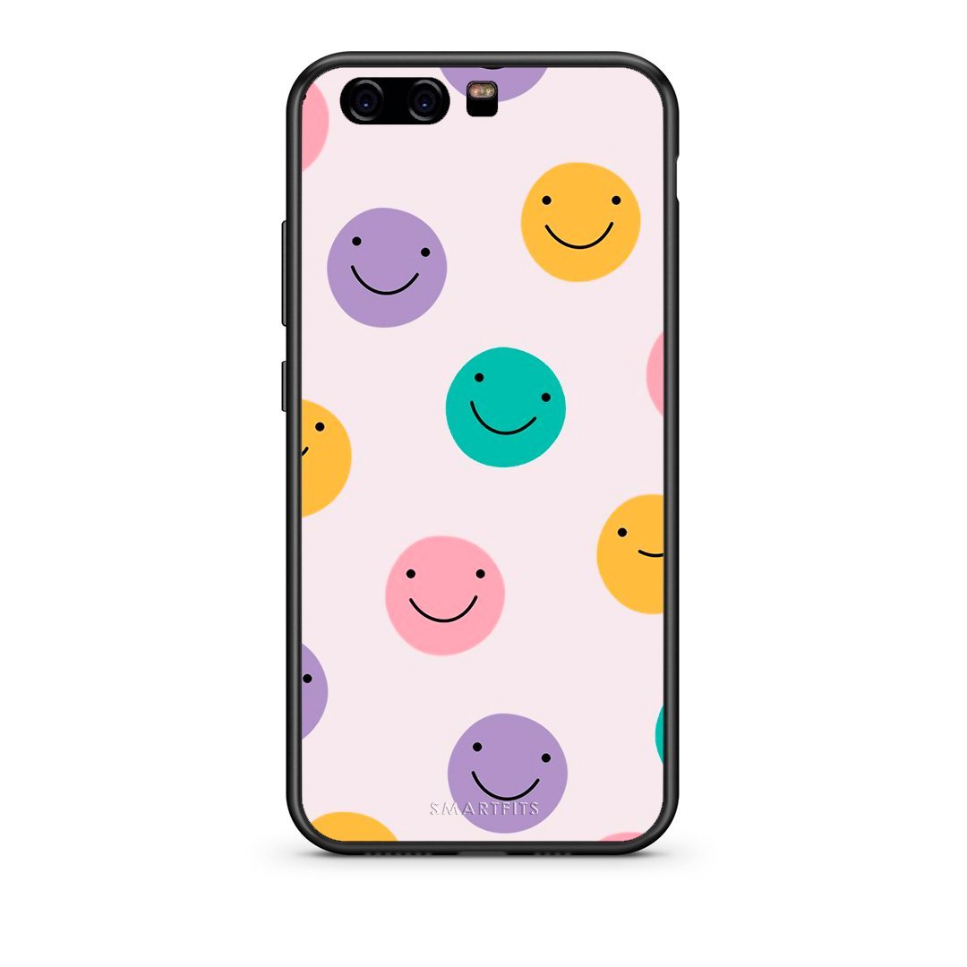 Huawei P10 Lite Smiley Faces θήκη από τη Smartfits με σχέδιο στο πίσω μέρος και μαύρο περίβλημα | Smartphone case with colorful back and black bezels by Smartfits