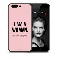 Thumbnail for Θήκη Huawei P10 Superpower Woman από τη Smartfits με σχέδιο στο πίσω μέρος και μαύρο περίβλημα | Huawei P10 Superpower Woman case with colorful back and black bezels