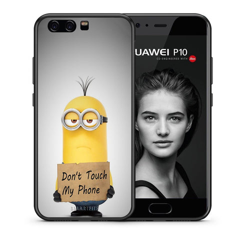 Θήκη Huawei P10 Lite Minion Text από τη Smartfits με σχέδιο στο πίσω μέρος και μαύρο περίβλημα | Huawei P10 Lite Minion Text case with colorful back and black bezels