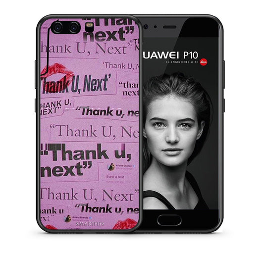 Θήκη Αγίου Βαλεντίνου Huawei P10 Lite Thank You Next από τη Smartfits με σχέδιο στο πίσω μέρος και μαύρο περίβλημα | Huawei P10 Lite Thank You Next case with colorful back and black bezels