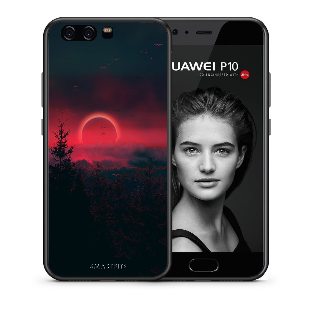 Θήκη Huawei P10 Sunset Tropic από τη Smartfits με σχέδιο στο πίσω μέρος και μαύρο περίβλημα | Huawei P10 Sunset Tropic case with colorful back and black bezels