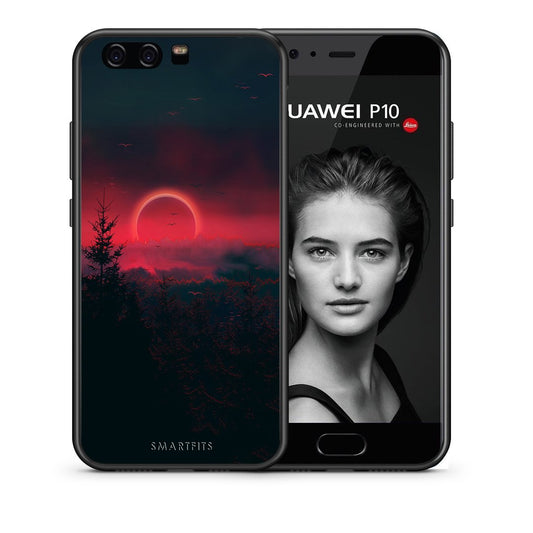 Θήκη Huawei P10 Lite Sunset Tropic από τη Smartfits με σχέδιο στο πίσω μέρος και μαύρο περίβλημα | Huawei P10 Lite Sunset Tropic case with colorful back and black bezels