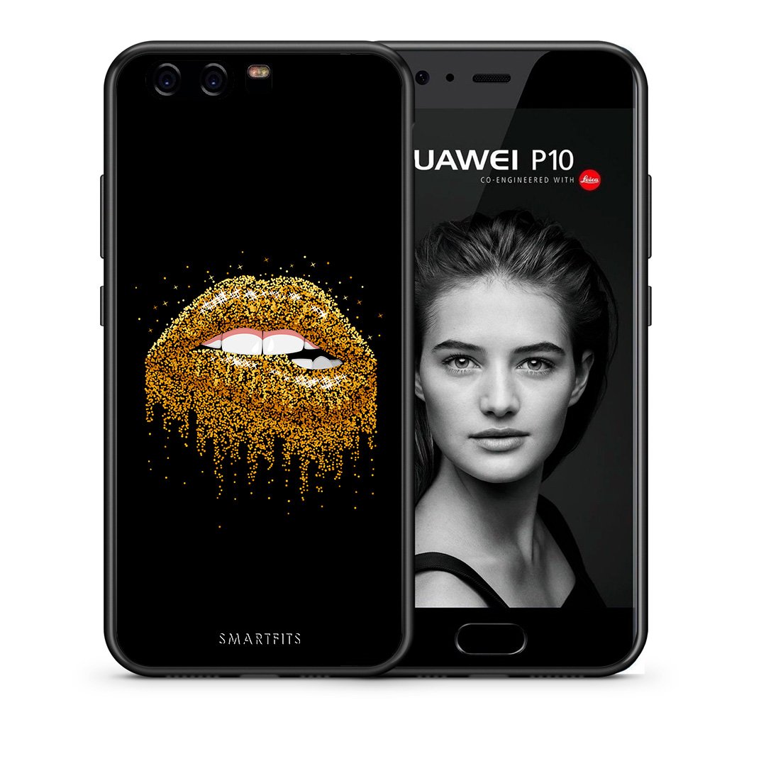 Θήκη Huawei P10 Lite Golden Valentine από τη Smartfits με σχέδιο στο πίσω μέρος και μαύρο περίβλημα | Huawei P10 Lite Golden Valentine case with colorful back and black bezels