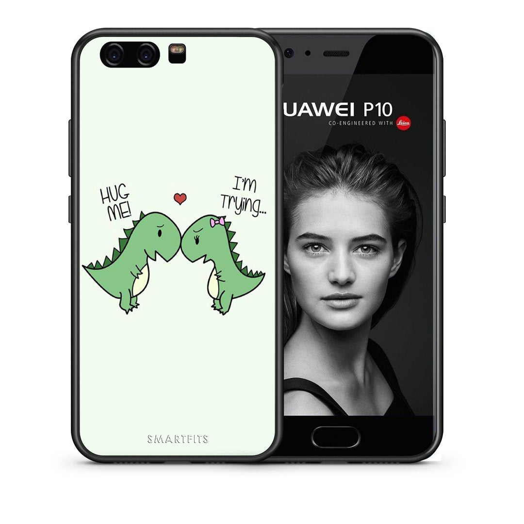 Θήκη Huawei P10 Lite Rex Valentine από τη Smartfits με σχέδιο στο πίσω μέρος και μαύρο περίβλημα | Huawei P10 Lite Rex Valentine case with colorful back and black bezels