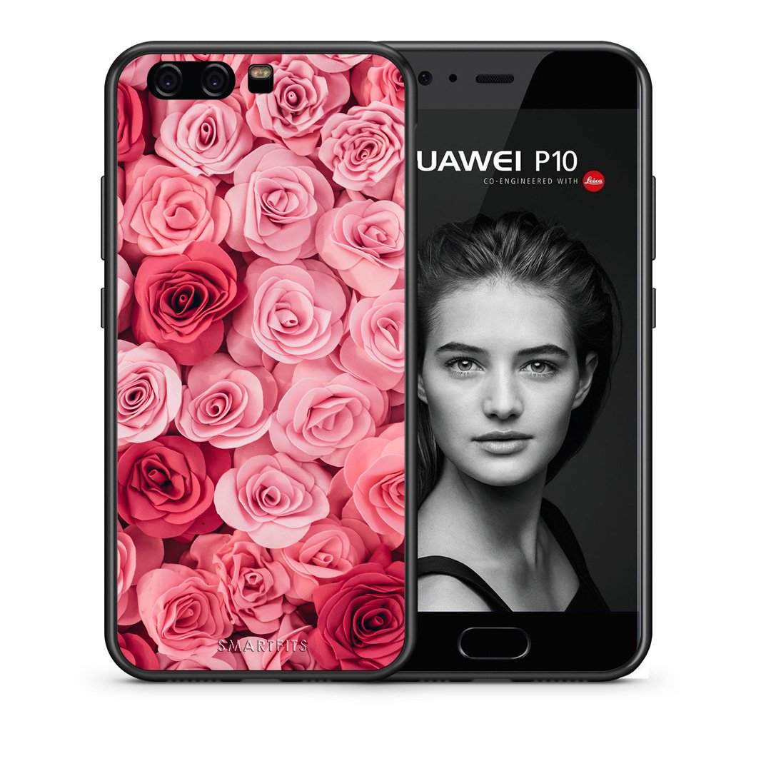 Θήκη Huawei P10 RoseGarden Valentine από τη Smartfits με σχέδιο στο πίσω μέρος και μαύρο περίβλημα | Huawei P10 RoseGarden Valentine case with colorful back and black bezels