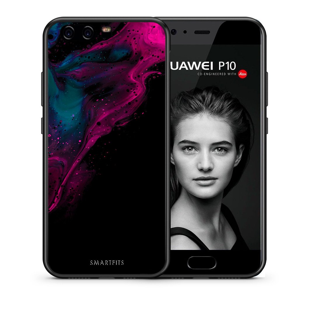 Θήκη Huawei P10 Lite Pink Black Watercolor από τη Smartfits με σχέδιο στο πίσω μέρος και μαύρο περίβλημα | Huawei P10 Lite Pink Black Watercolor case with colorful back and black bezels
