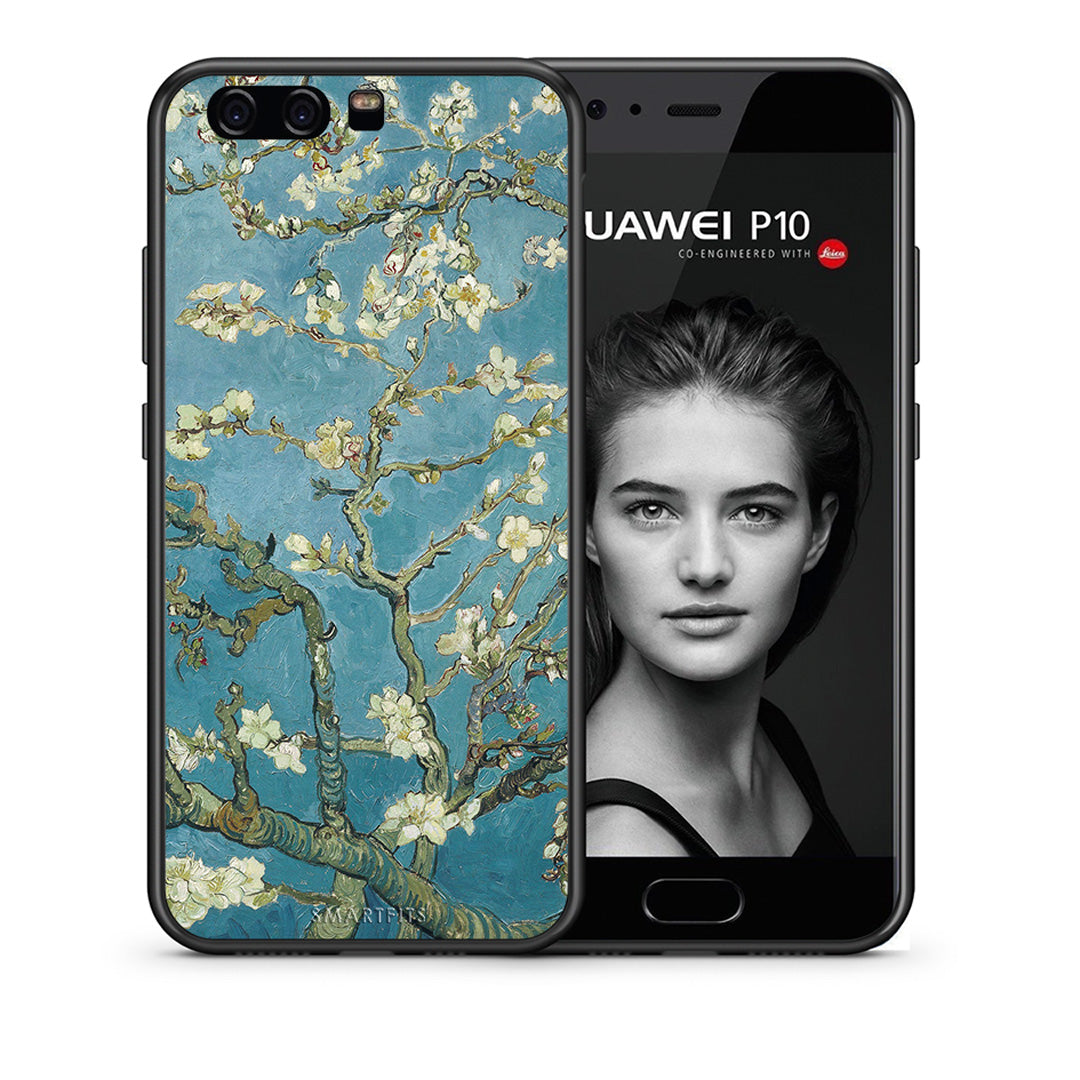 Θήκη Huawei P10 White Blossoms από τη Smartfits με σχέδιο στο πίσω μέρος και μαύρο περίβλημα | Huawei P10 White Blossoms case with colorful back and black bezels