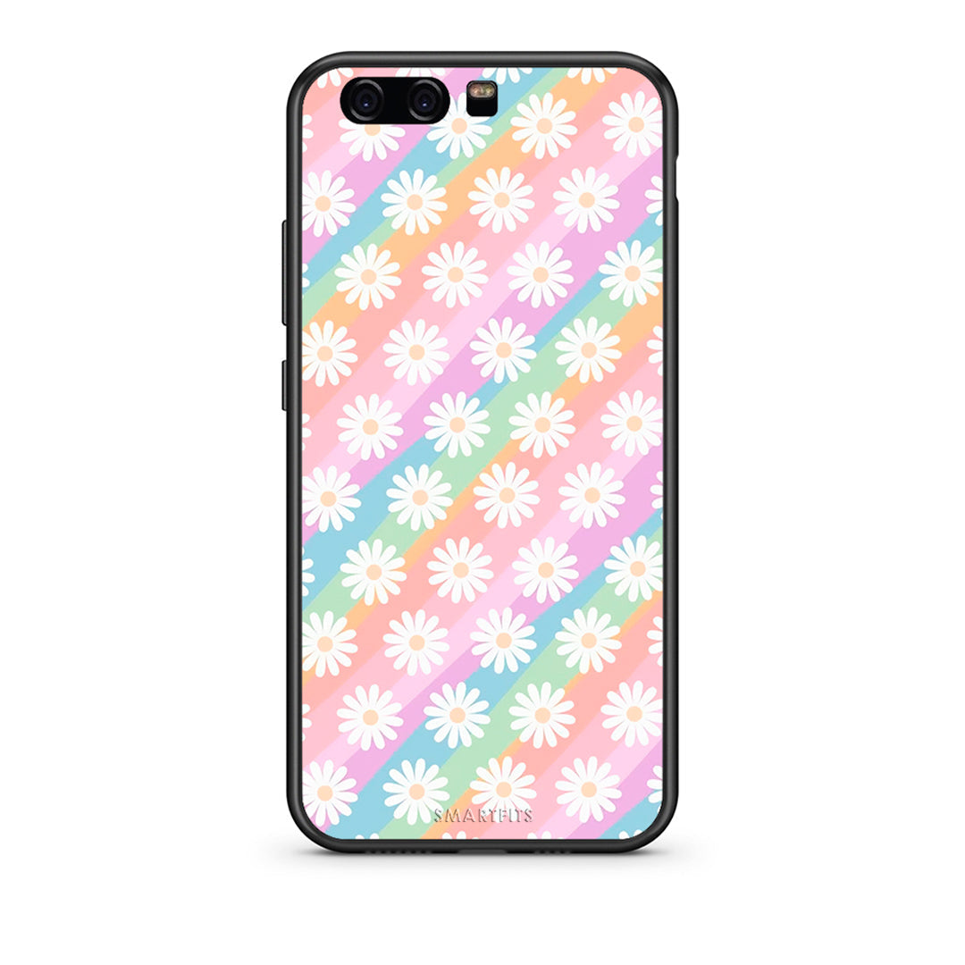 Huawei P10 Lite White Daisies θήκη από τη Smartfits με σχέδιο στο πίσω μέρος και μαύρο περίβλημα | Smartphone case with colorful back and black bezels by Smartfits