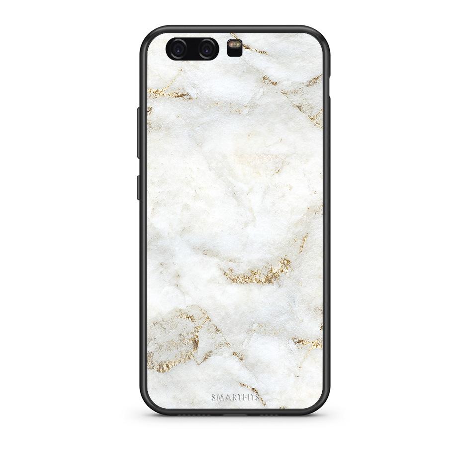 Huawei P10 Lite White Gold Marble θήκη από τη Smartfits με σχέδιο στο πίσω μέρος και μαύρο περίβλημα | Smartphone case with colorful back and black bezels by Smartfits