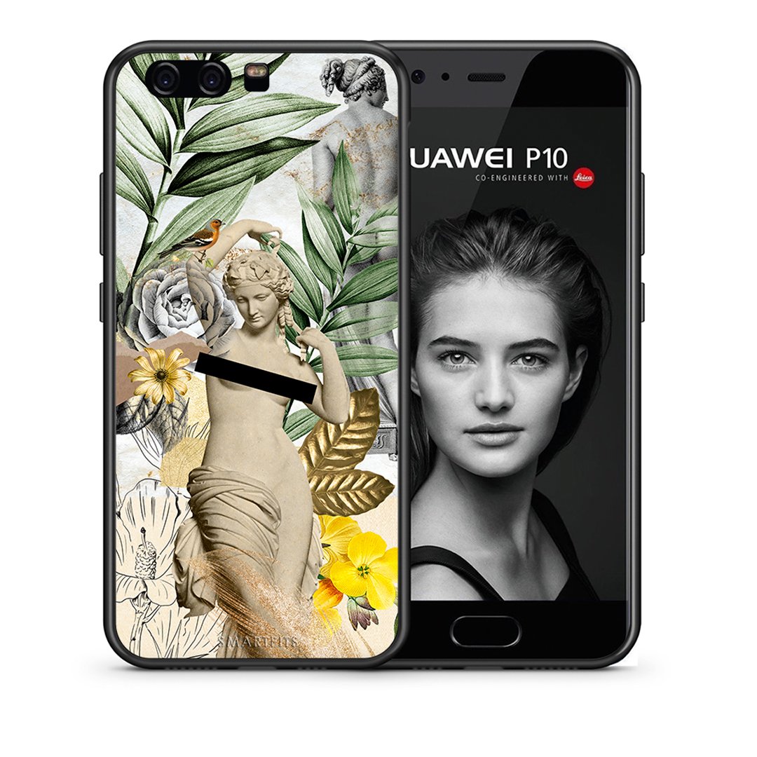 Θήκη Huawei P10 Woman Statue από τη Smartfits με σχέδιο στο πίσω μέρος και μαύρο περίβλημα | Huawei P10 Woman Statue case with colorful back and black bezels