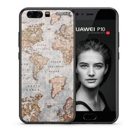 Thumbnail for Θήκη Huawei P10 Lite World Map από τη Smartfits με σχέδιο στο πίσω μέρος και μαύρο περίβλημα | Huawei P10 Lite World Map case with colorful back and black bezels
