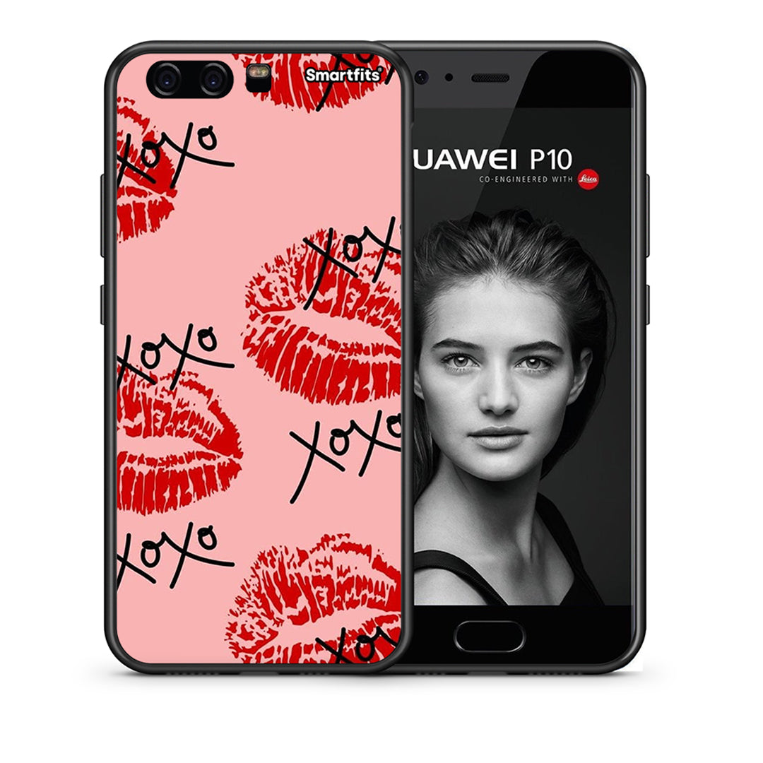 Θήκη Huawei P10 XOXO Lips από τη Smartfits με σχέδιο στο πίσω μέρος και μαύρο περίβλημα | Huawei P10 XOXO Lips case with colorful back and black bezels