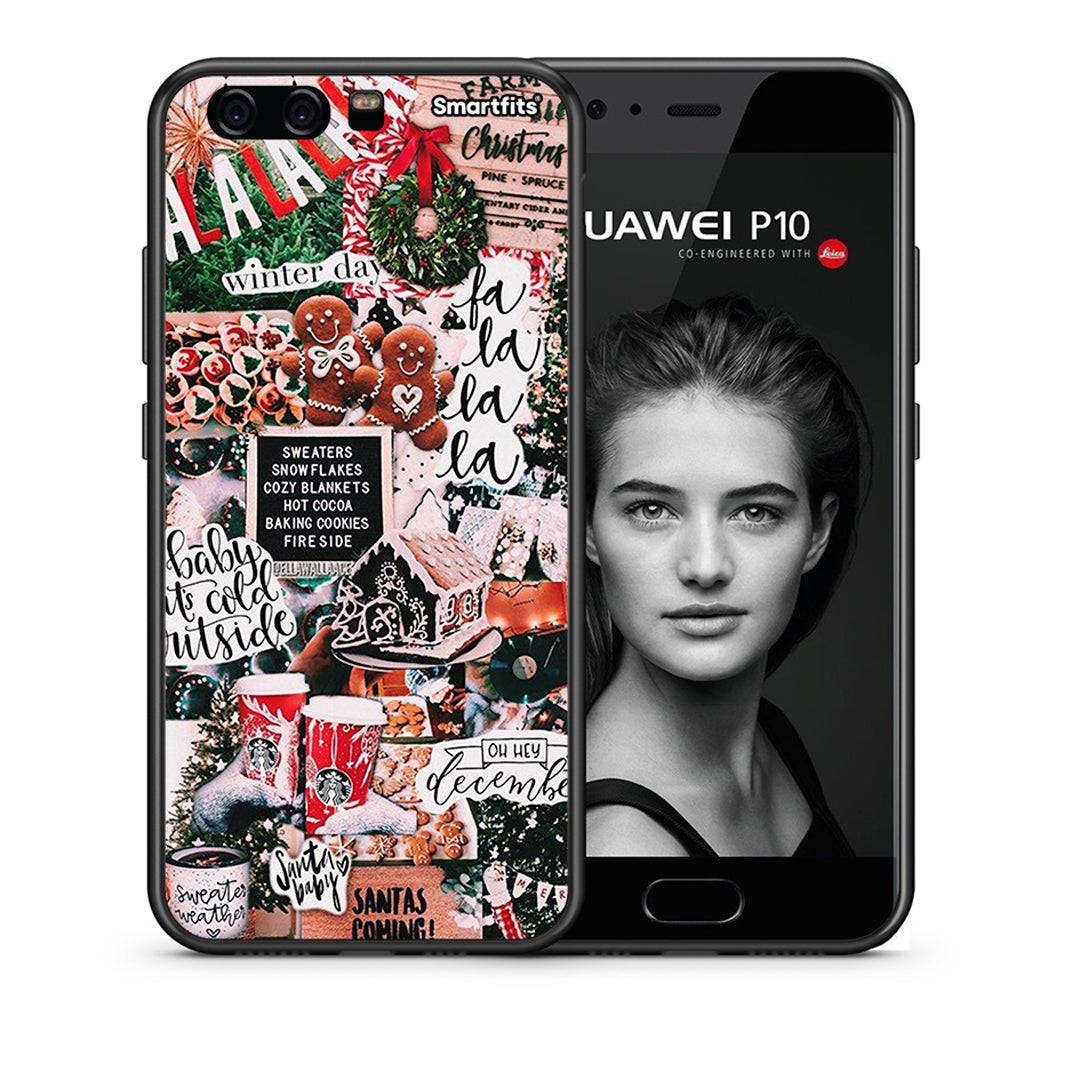 Θήκη Huawei P10 Lite Xmas Habbits από τη Smartfits με σχέδιο στο πίσω μέρος και μαύρο περίβλημα | Huawei P10 Lite Xmas Habbits case with colorful back and black bezels
