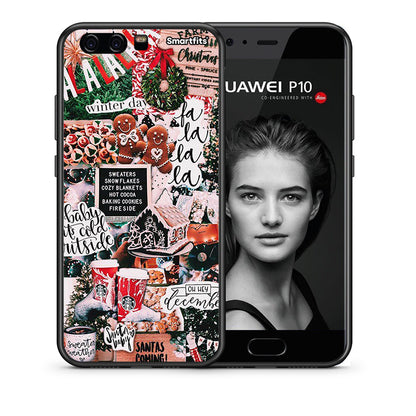 Θήκη Huawei P10 Lite Xmas Habbits από τη Smartfits με σχέδιο στο πίσω μέρος και μαύρο περίβλημα | Huawei P10 Lite Xmas Habbits case with colorful back and black bezels