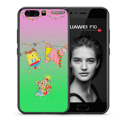 Θήκη Huawei P10 Lite Xmas Lights από τη Smartfits με σχέδιο στο πίσω μέρος και μαύρο περίβλημα | Huawei P10 Lite Xmas Lights case with colorful back and black bezels