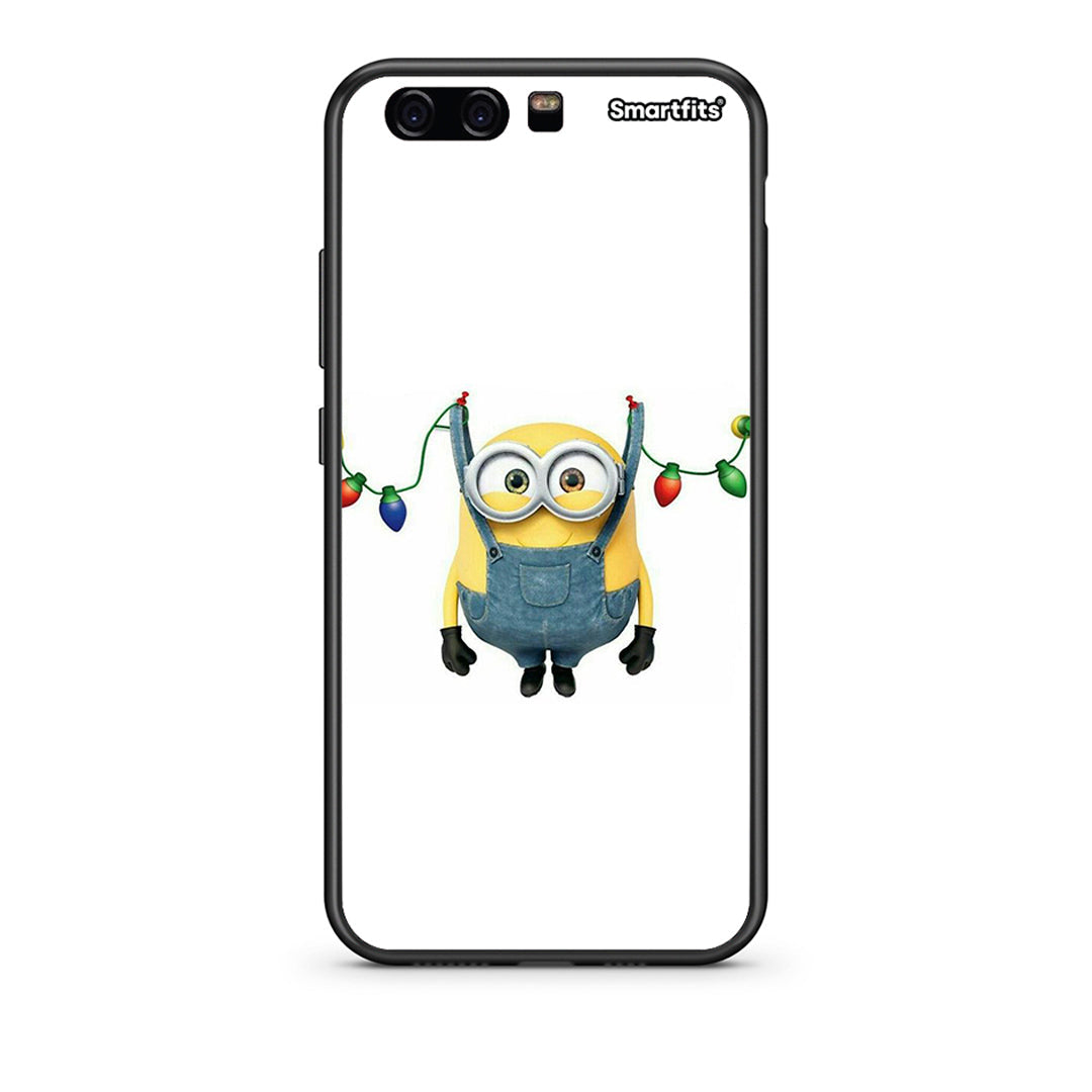 Huawei P10 Lite Xmas Minion Lights θήκη από τη Smartfits με σχέδιο στο πίσω μέρος και μαύρο περίβλημα | Smartphone case with colorful back and black bezels by Smartfits