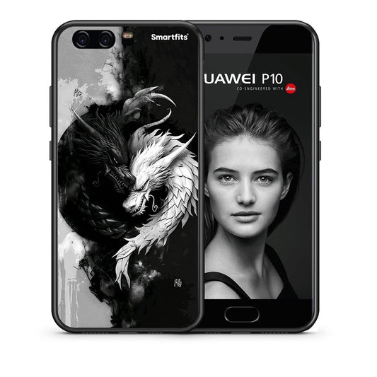 Θήκη Huawei P10 Yin Yang από τη Smartfits με σχέδιο στο πίσω μέρος και μαύρο περίβλημα | Huawei P10 Yin Yang case with colorful back and black bezels